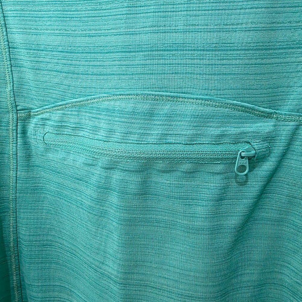 Athleta Ruched Zip Up Jacket Women’s M Green Hooded Long Sleeve Activewear - Picture 11 of 12